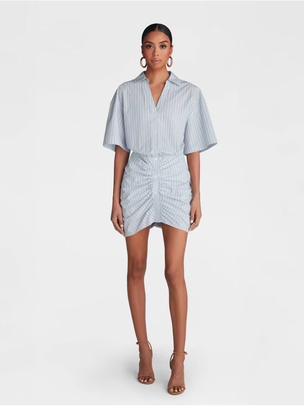 KBB by KAHLANA Short Sleeve 'The Ruched Shirt Dress' NWT szM